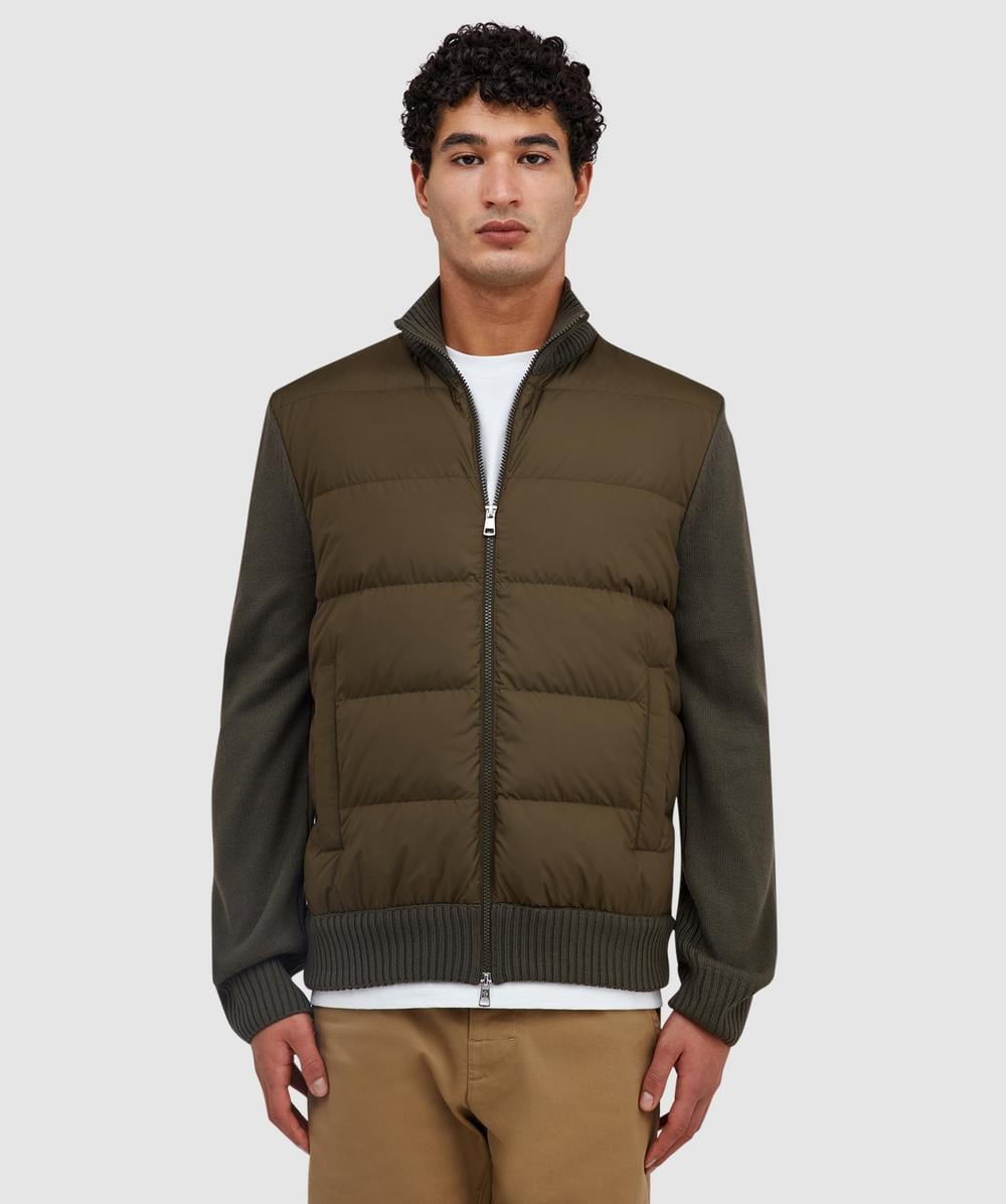 Moncler Padded Wool Jacket In Green