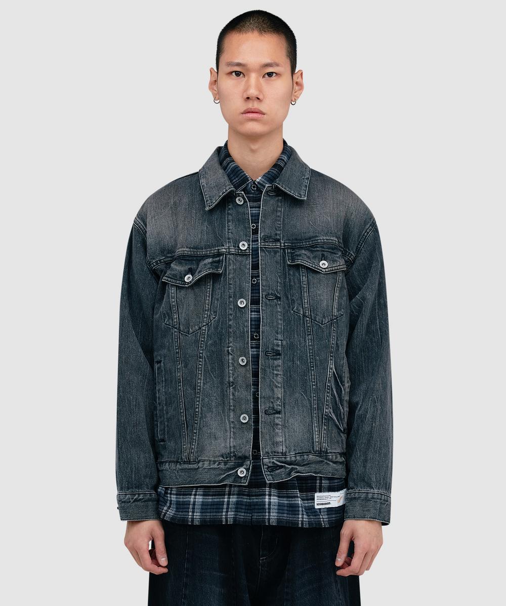Neighborhood Washed Denim Type-4 Jacket (Black - L) - Size L, Male