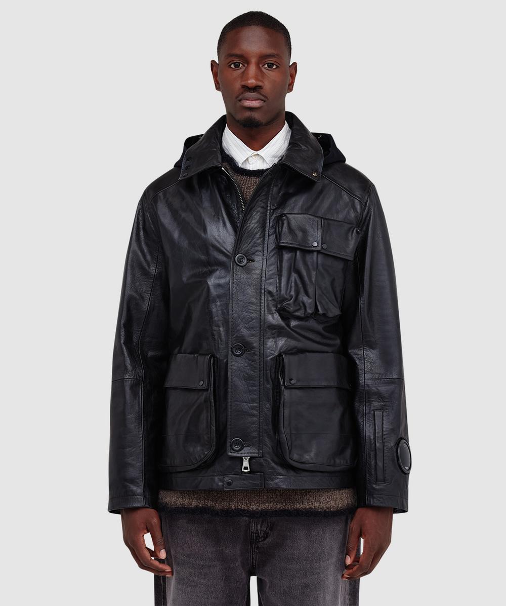 C.P. Company Leather Millie Miglia Goggle Jacket (Black - Xl) - Size XL, Male