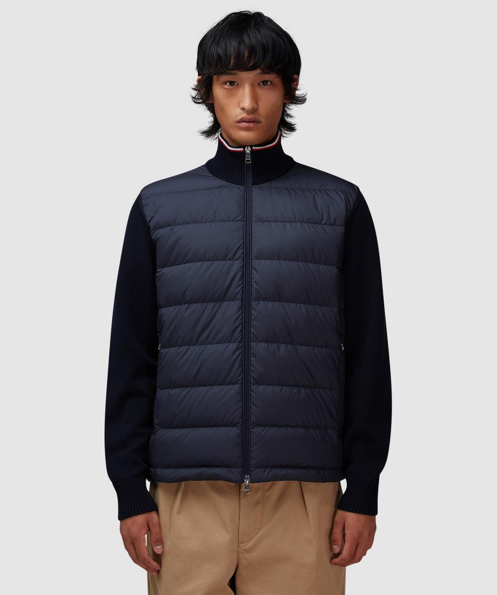 Moncler Mens Navy Logo-patch Zipped Woven Cardigan Xl In Multi