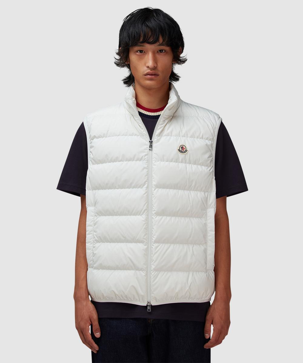 Moncler Mens Natural Contrin Brand-badge Shell-down Gilet In White