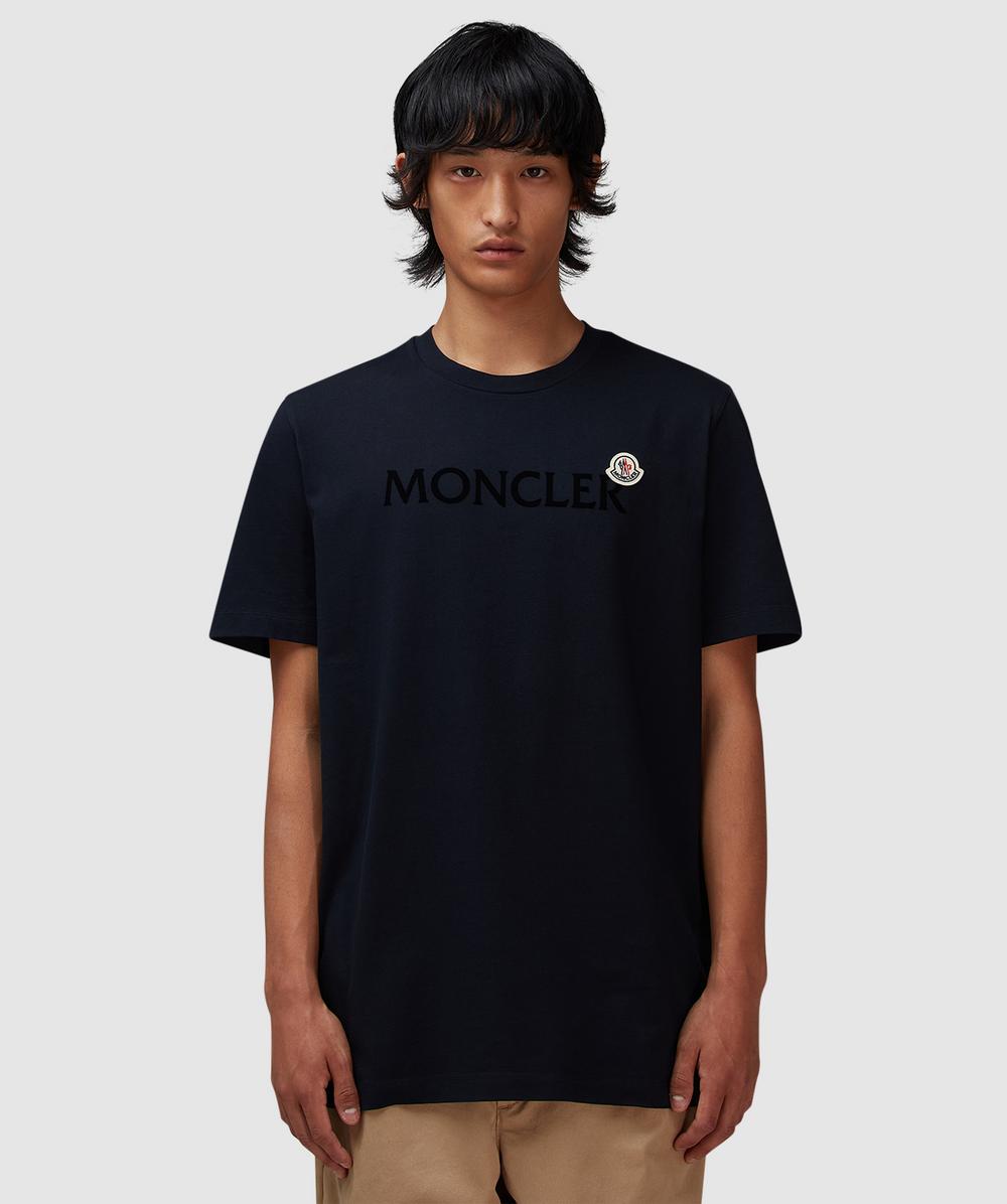 Moncler Flocked Logo T-shirt In Blue