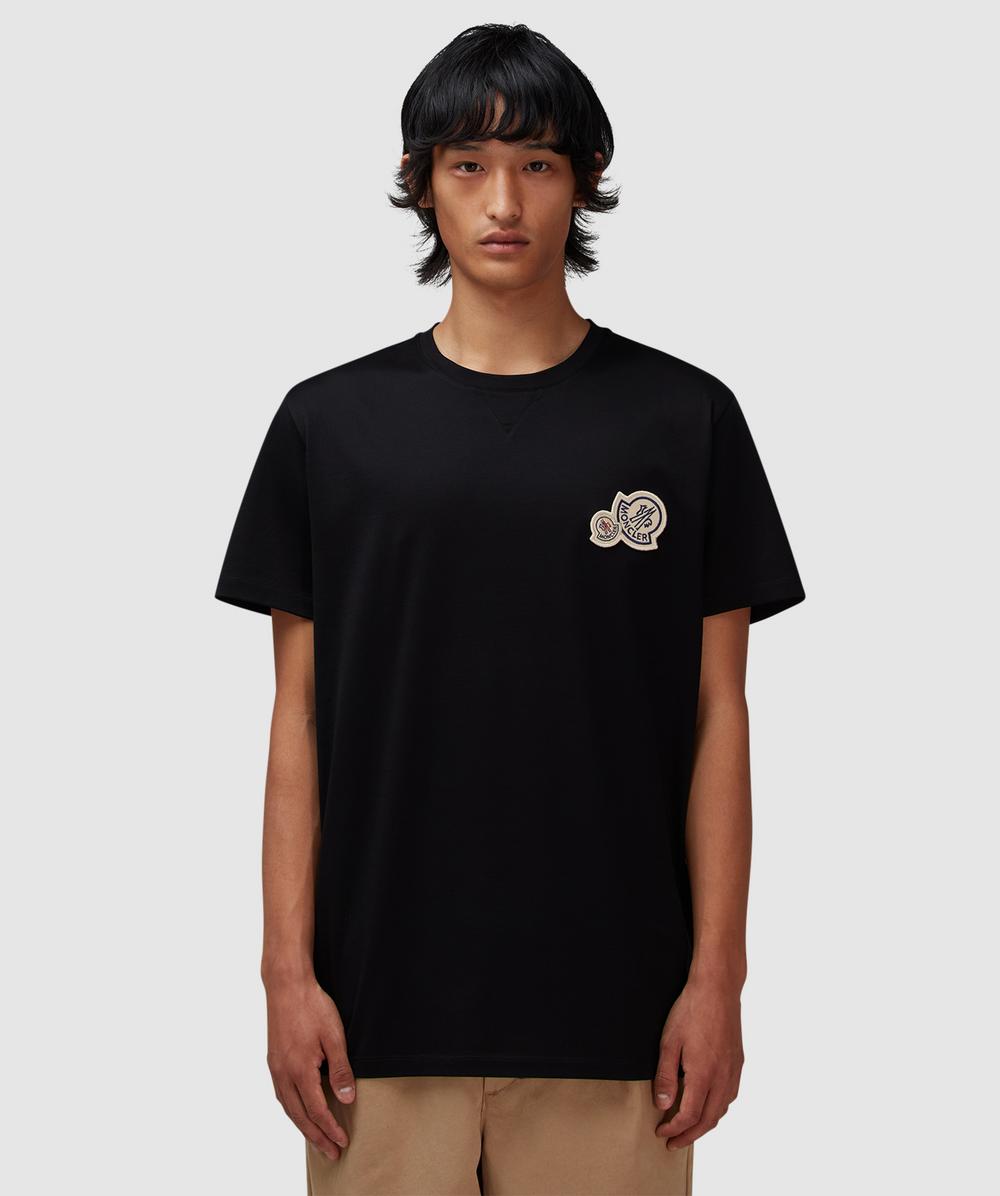 Moncler Double Logo Patch T-shirt In Black