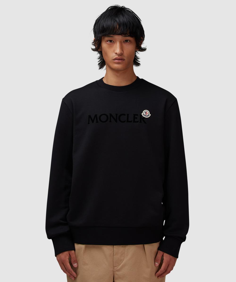 Moncler Flock Logo Sweatshirt (Black - L) - Size L, Male