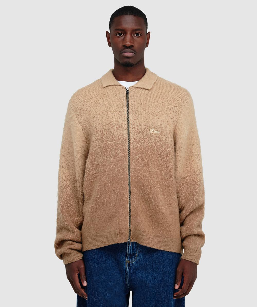 Dime Mohair Double Zip Jacket In Brown