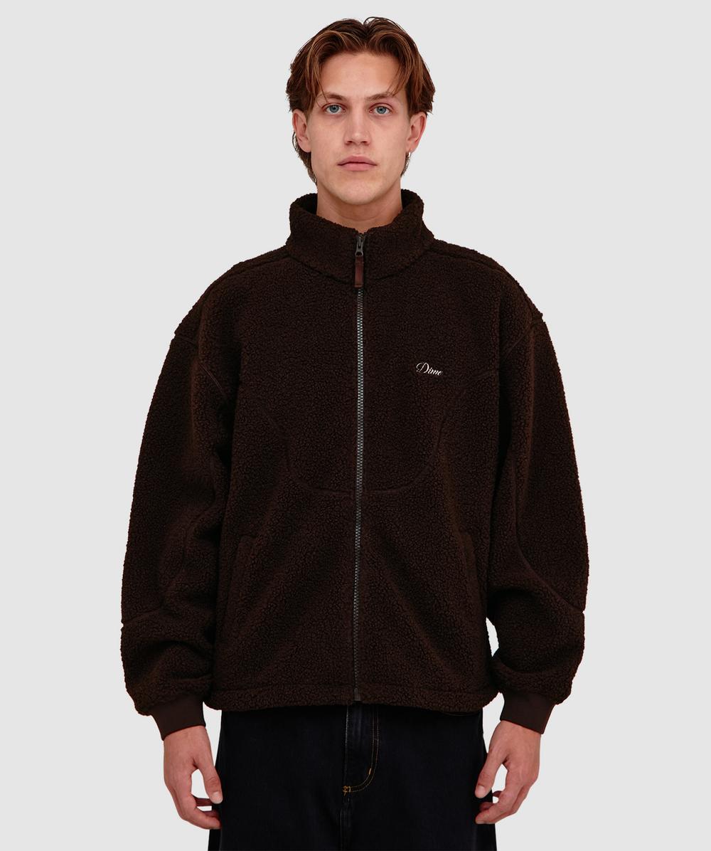 Dime Polar Fleece Sherpa Jacket In Brown