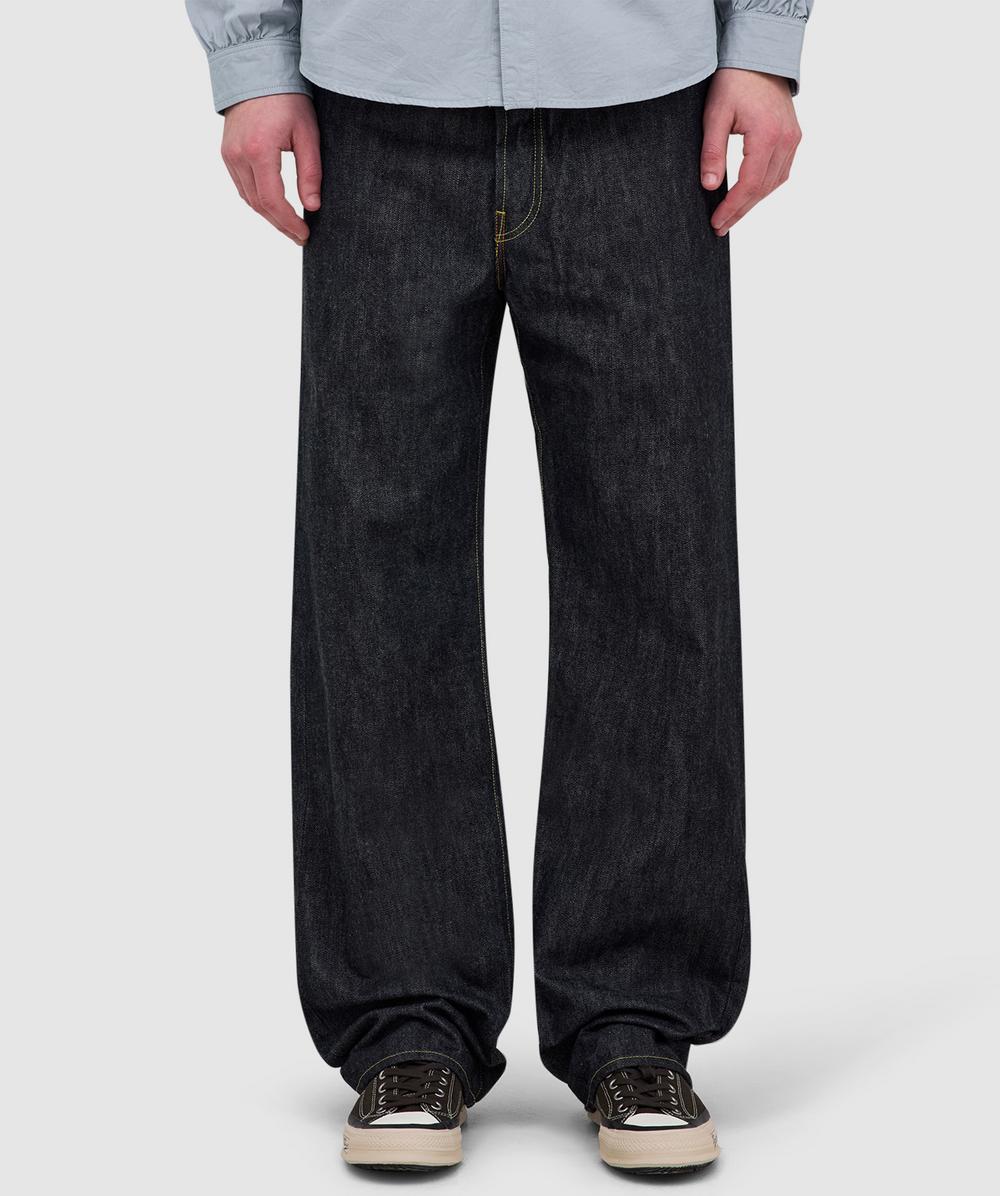 Visvim Men S Social Sculpture 01 Wide Raw Denim Pants Indigo In Black