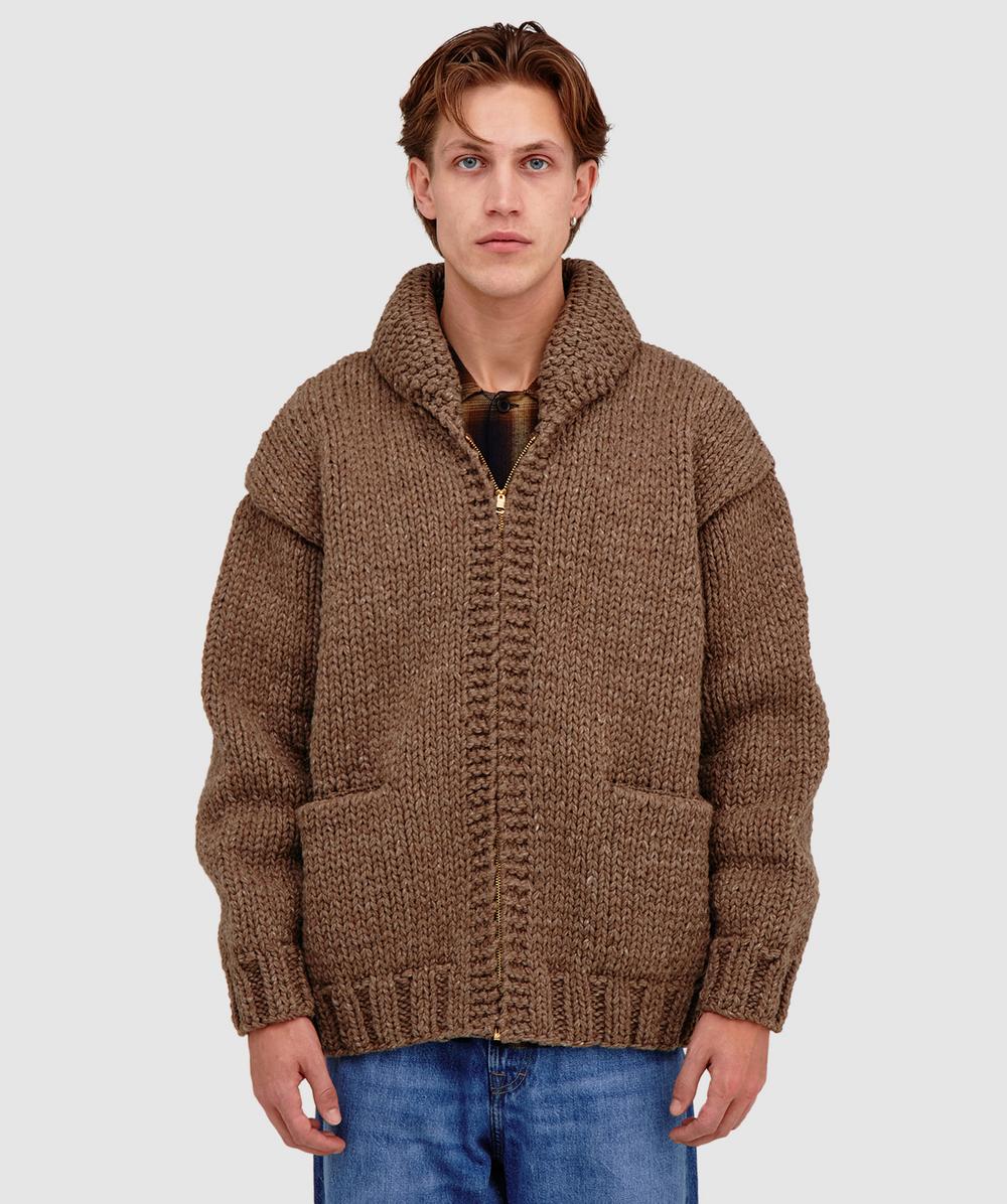 Visvim Cowchan hand knit cardigan | BROWN | SEVENSTORE