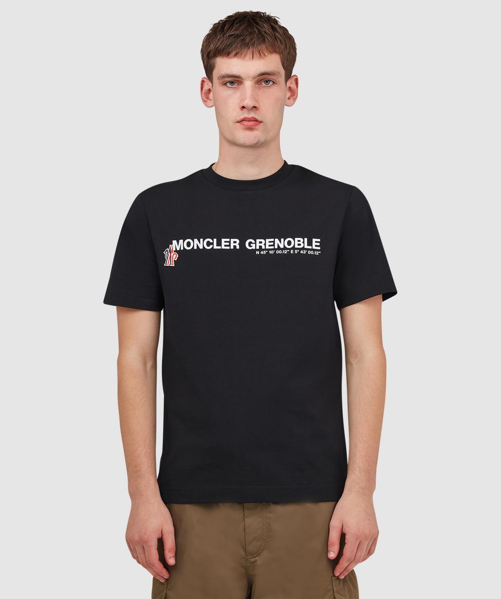 Moncler Grenoble Black Stretch Cotton T-shirt In Brown