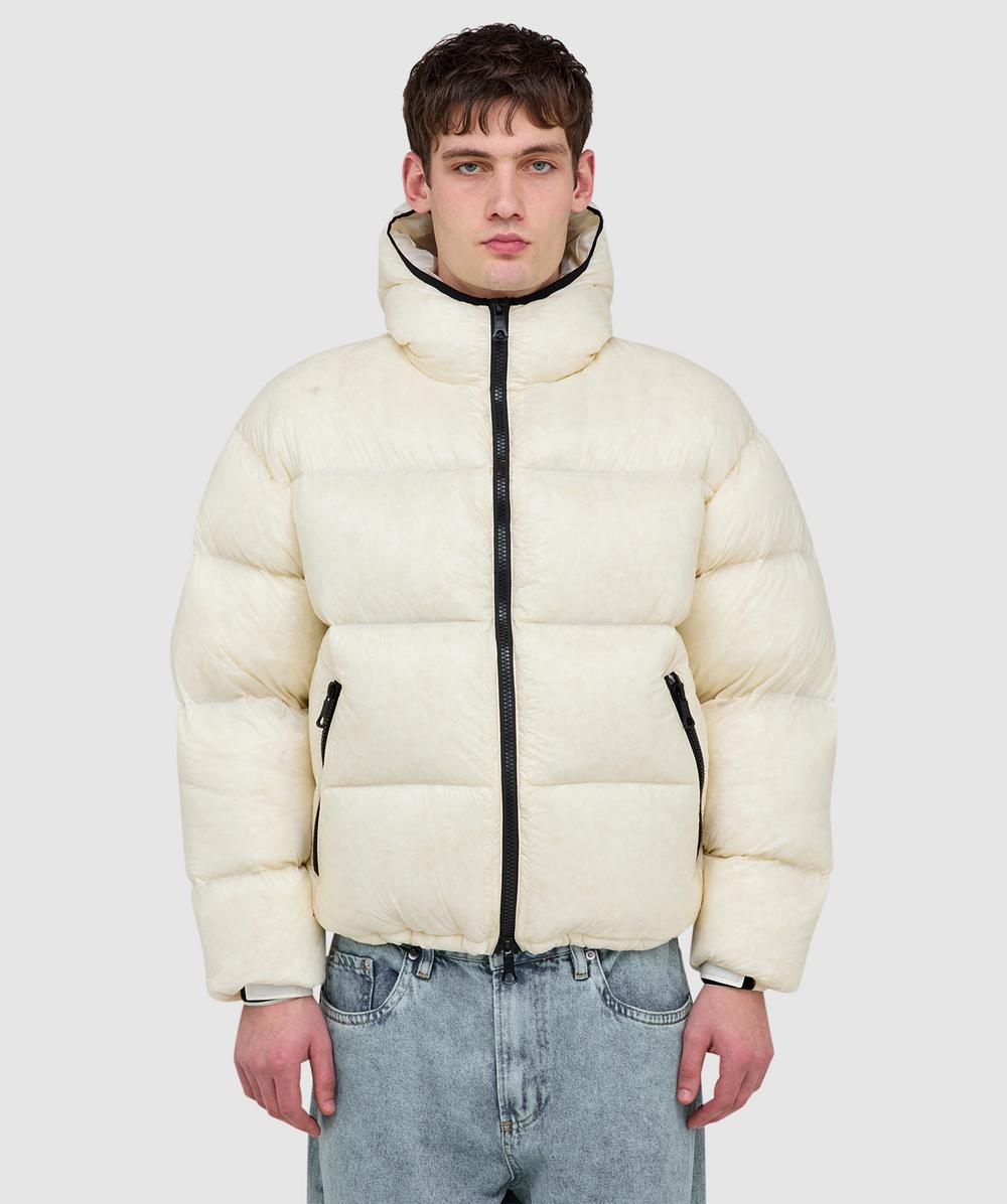 MKI MIYUKI ZOKU Translucent Hooded Bubble Jacket (Off White - S) - Size S, Male