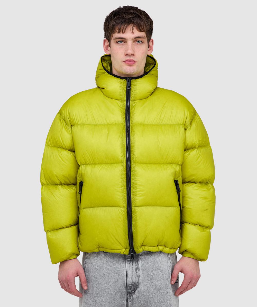 MKI MIYUKI ZOKU Translucent hooded bubble jacket | CHARTREUSE