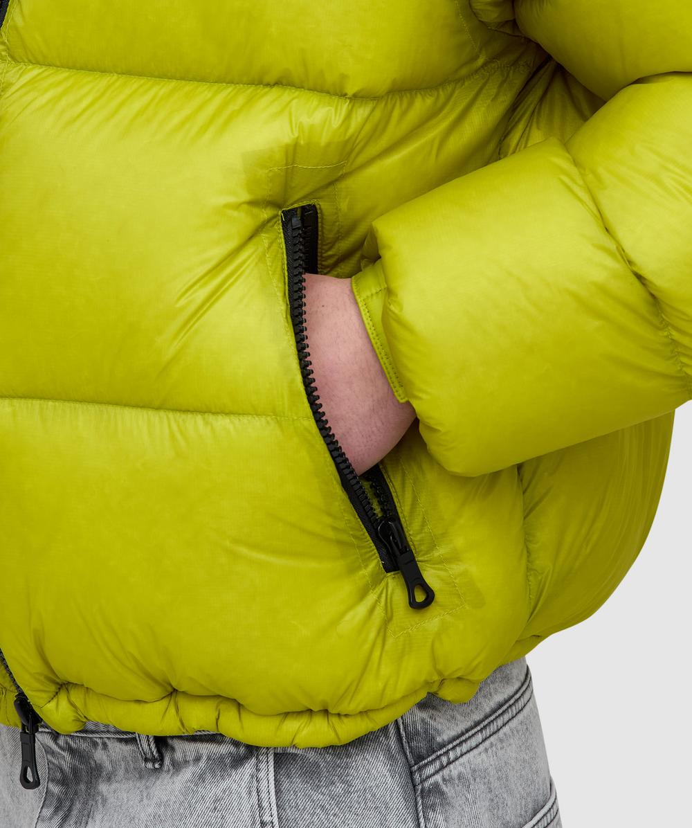 MKI MIYUKI ZOKU Translucent hooded bubble jacket | CHARTREUSE