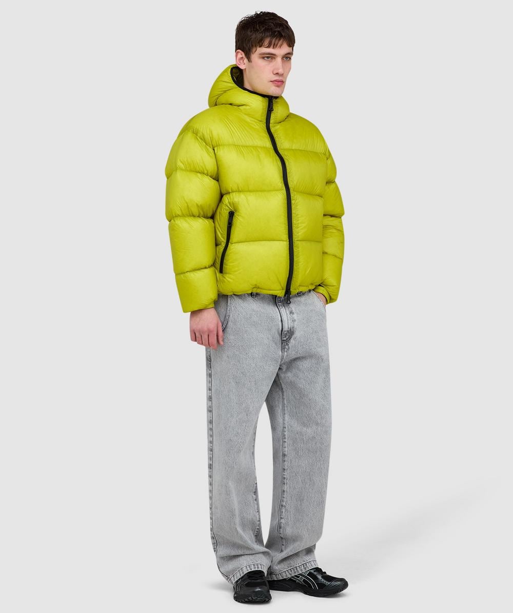 MKI MIYUKI ZOKU Translucent hooded bubble jacket | CHARTREUSE
