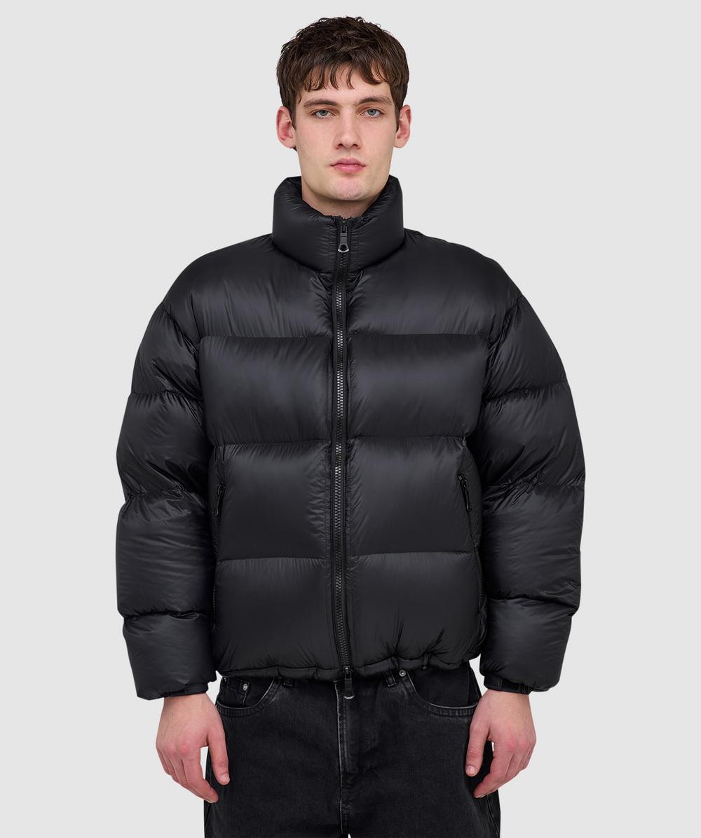 MKI MIYUKI ZOKU Translucent Funnel Neck Bubble Jacket (Black - S) - Size S, Male