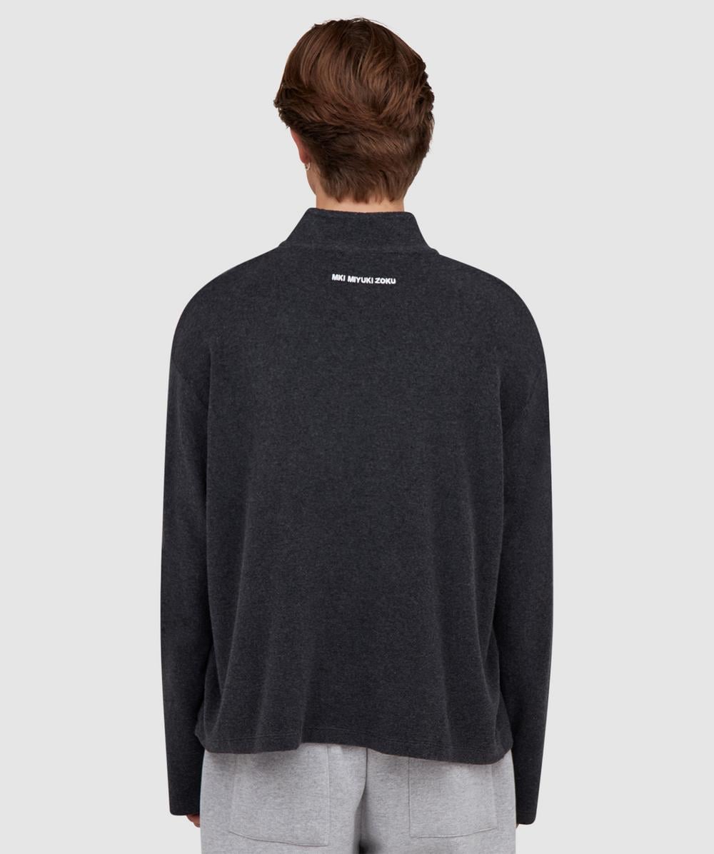 MKI MIYUKI ZOKU Towelling quarter zip sweatshirt | CHARCOAL