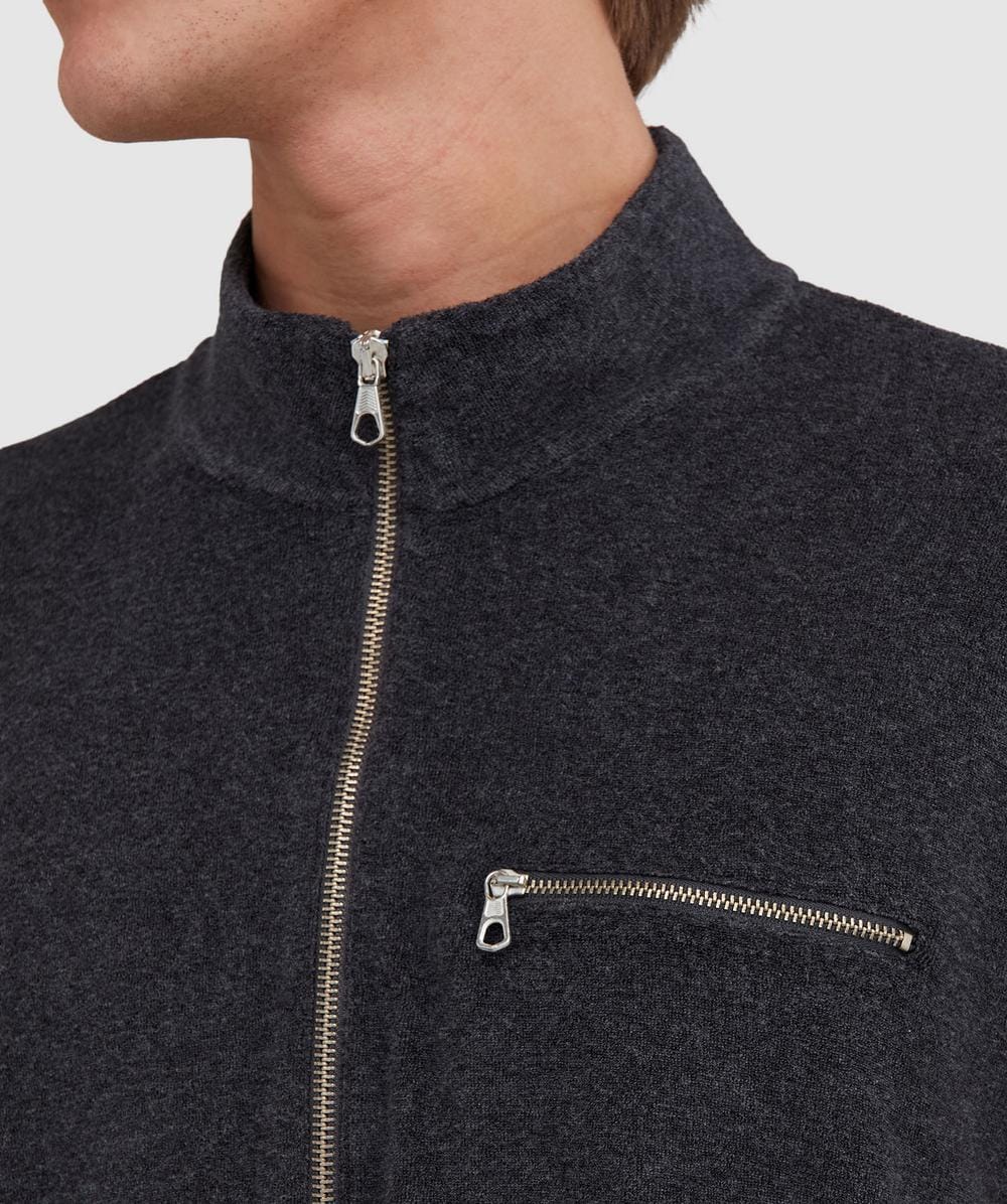MKI MIYUKI ZOKU Towelling quarter zip sweatshirt | CHARCOAL