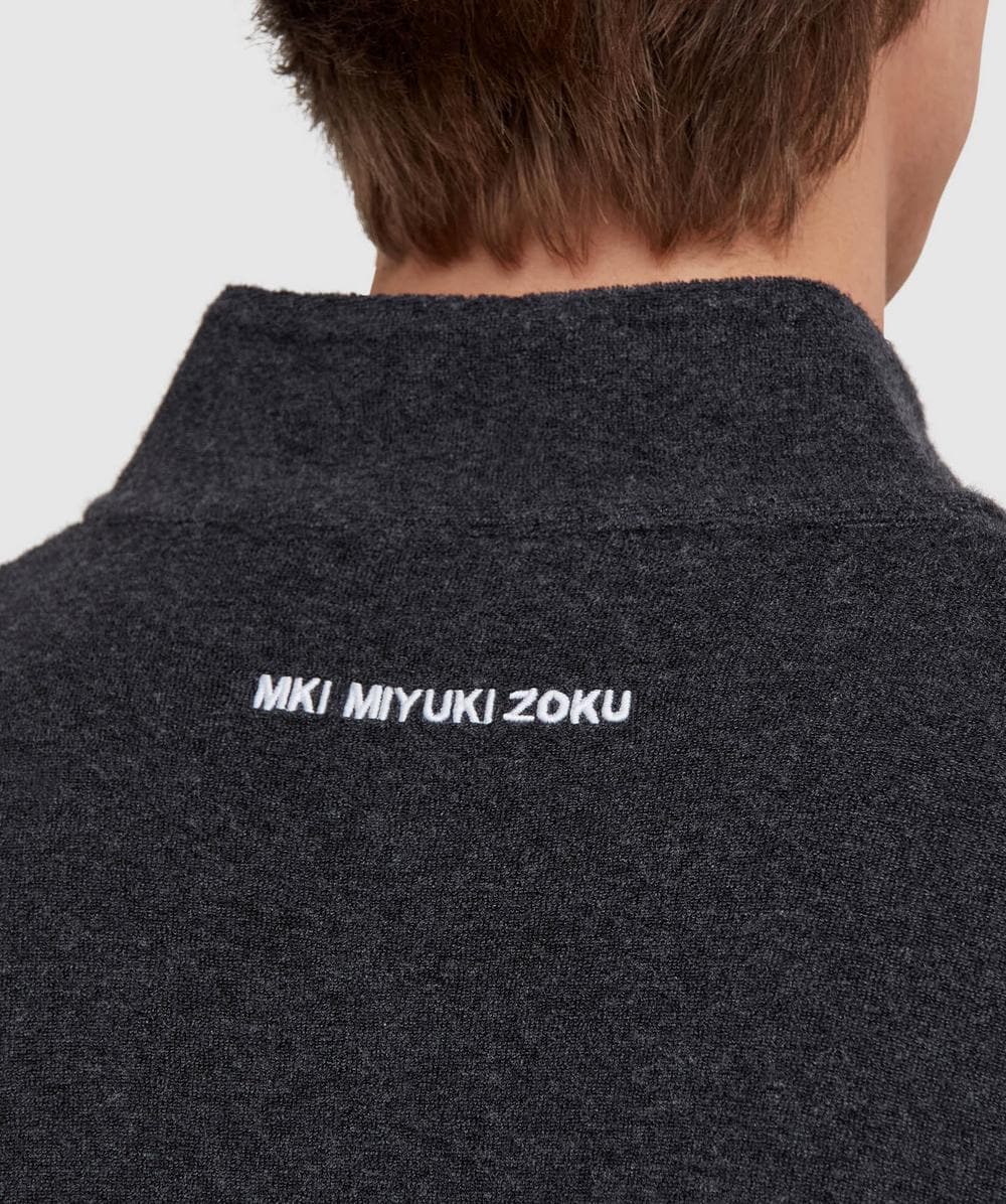 MKI MIYUKI ZOKU Towelling quarter zip sweatshirt | CHARCOAL