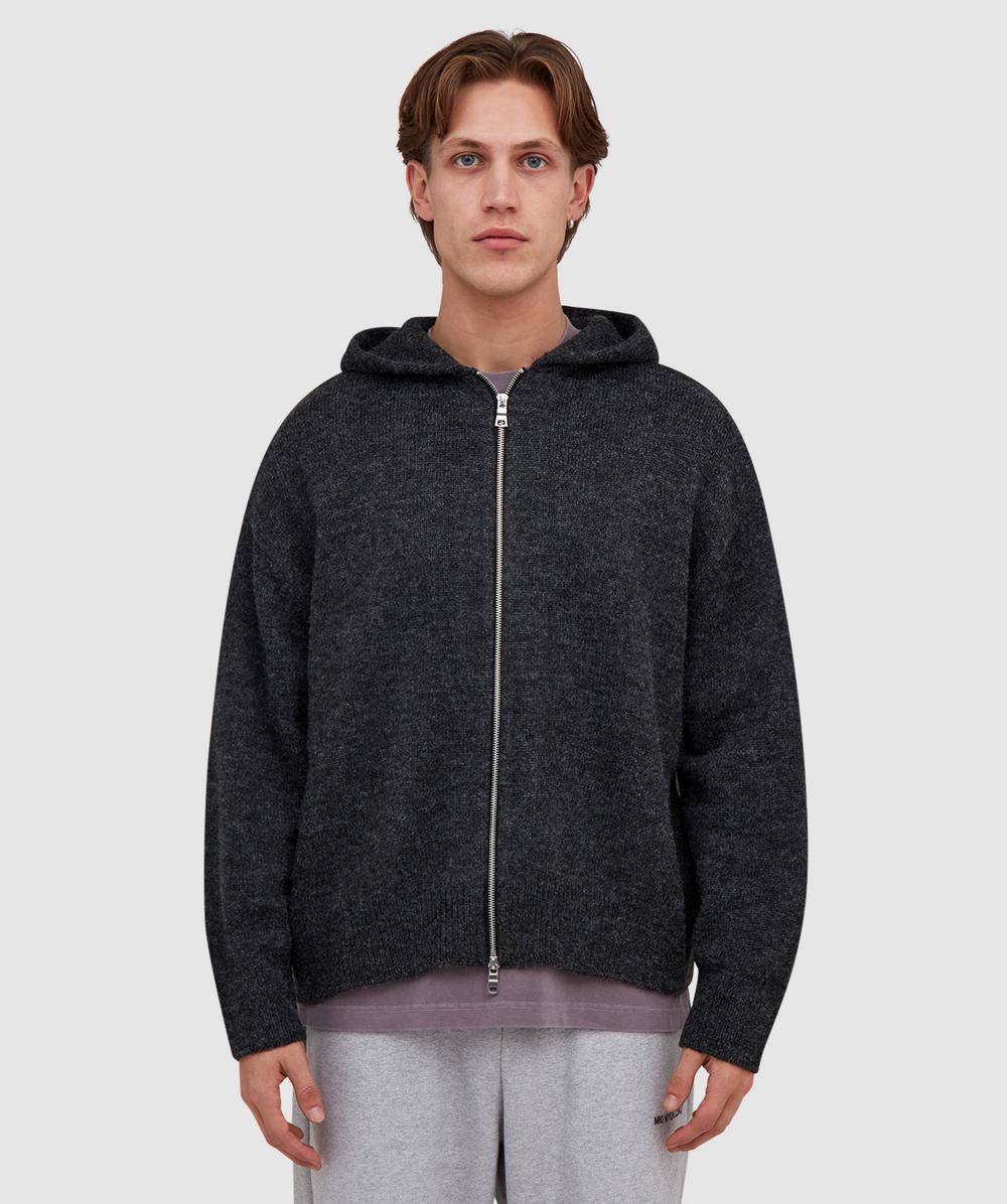 Mki Miyuki Zoku Mohair Blend Zip Hoodie In Gray