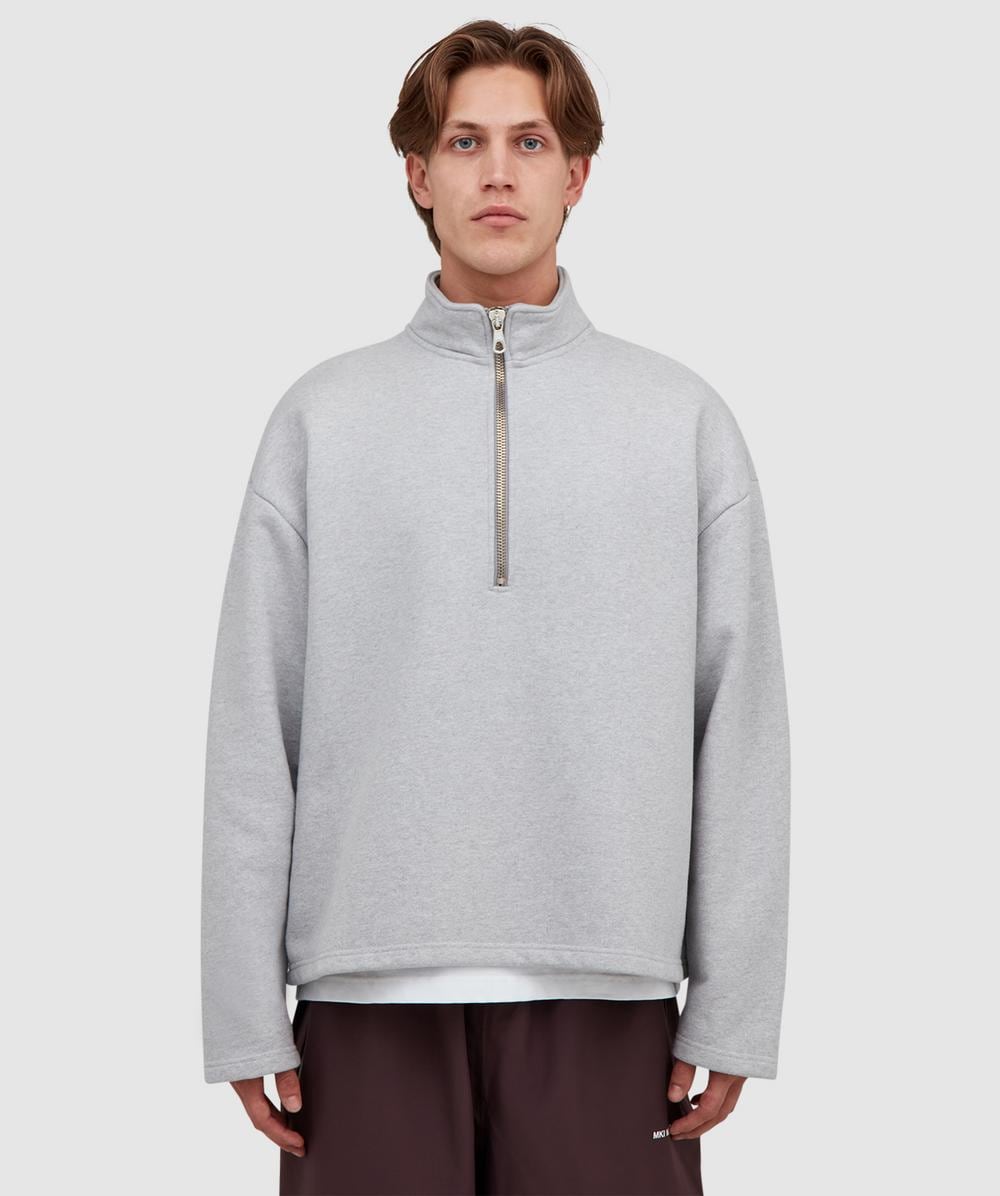 miyu MKI MIYUKI ZOKU 800gsm heavyweight quarter zip sweater | GREY
