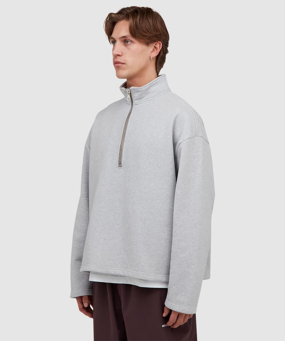 MKI MIYUKI ZOKU 800gsm heavyweight quarter zip sweater | GREY