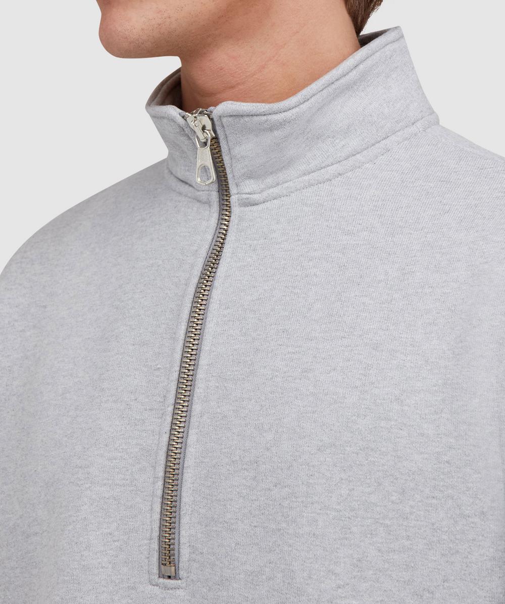 MKI MIYUKI ZOKU 800gsm heavyweight quarter zip sweater | GREY
