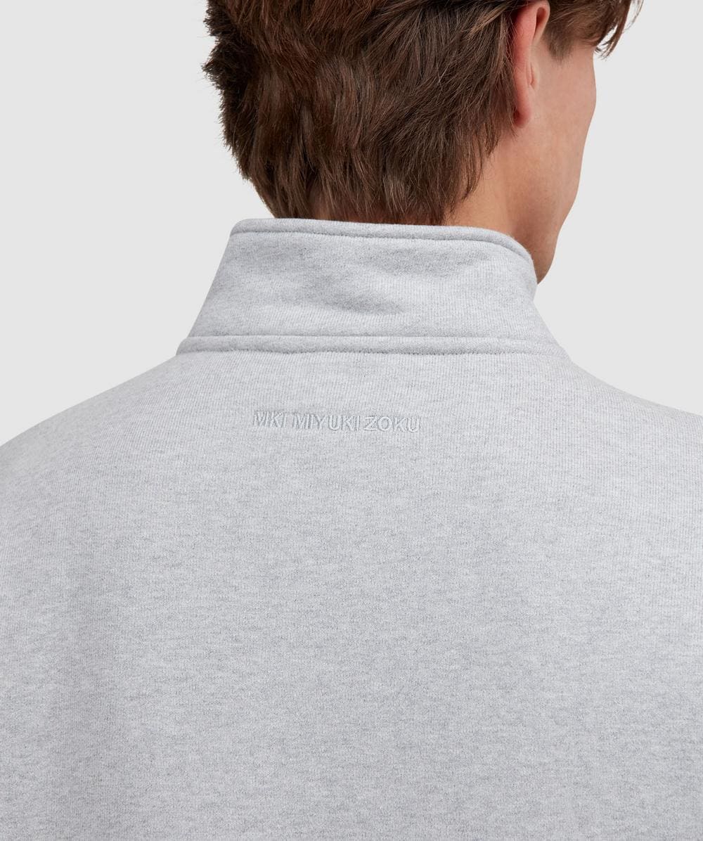 MKI MIYUKI ZOKU 800gsm heavyweight quarter zip sweater | GREY