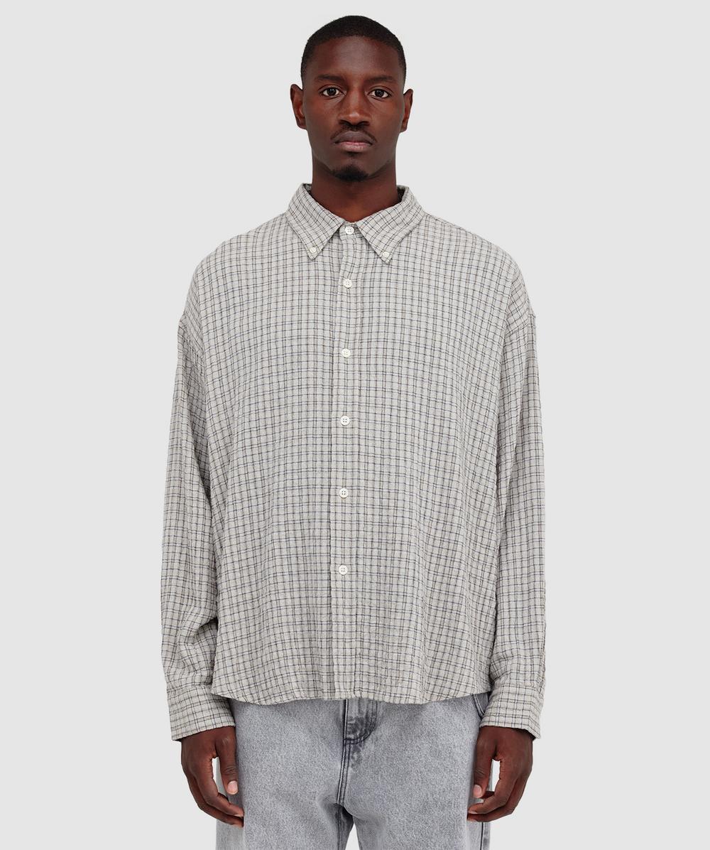 Mfpen Button Down Shirt Grey Generation Check In Gray