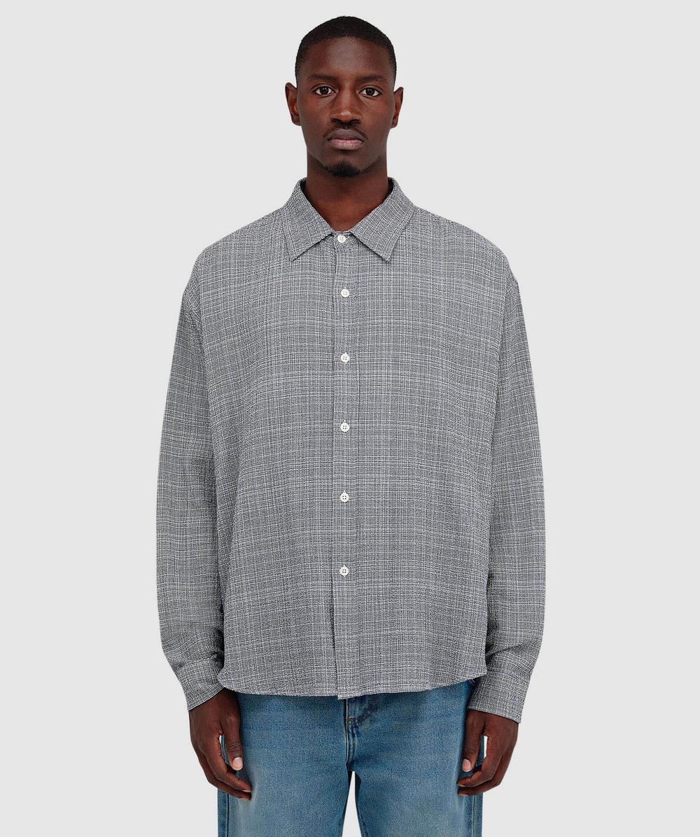 Mfpen Executive Shirt Grey Textured Check In Gray