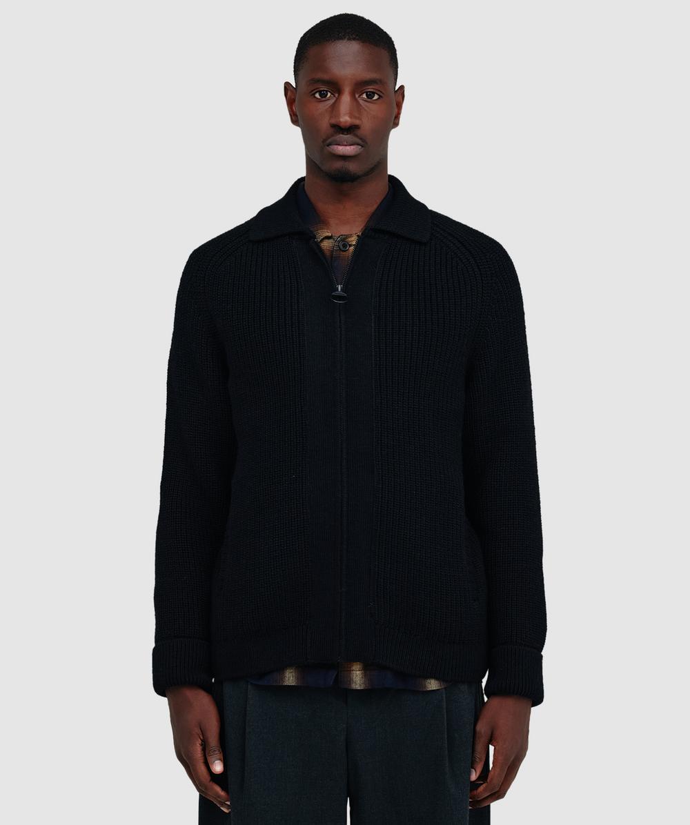 Barbour Garthman Zip Cardigan In Black