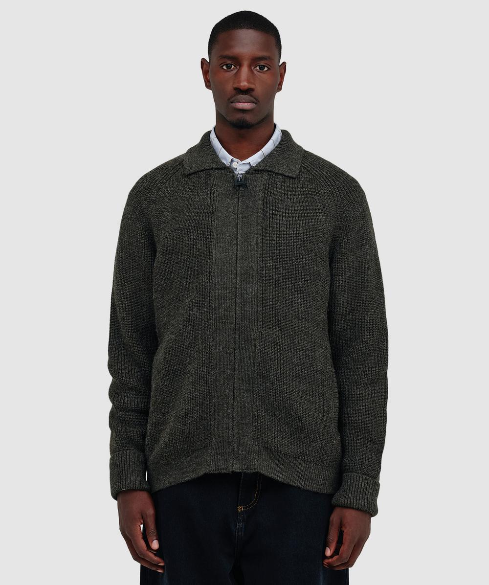 Barbour Garthman Zip Cardigan In Green