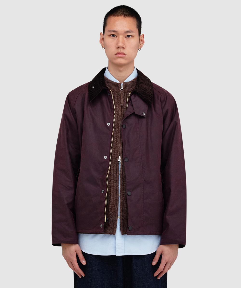 Barbour Oversized Transport Wax Jacket (Bordeaux - 38) - Size 38, Male