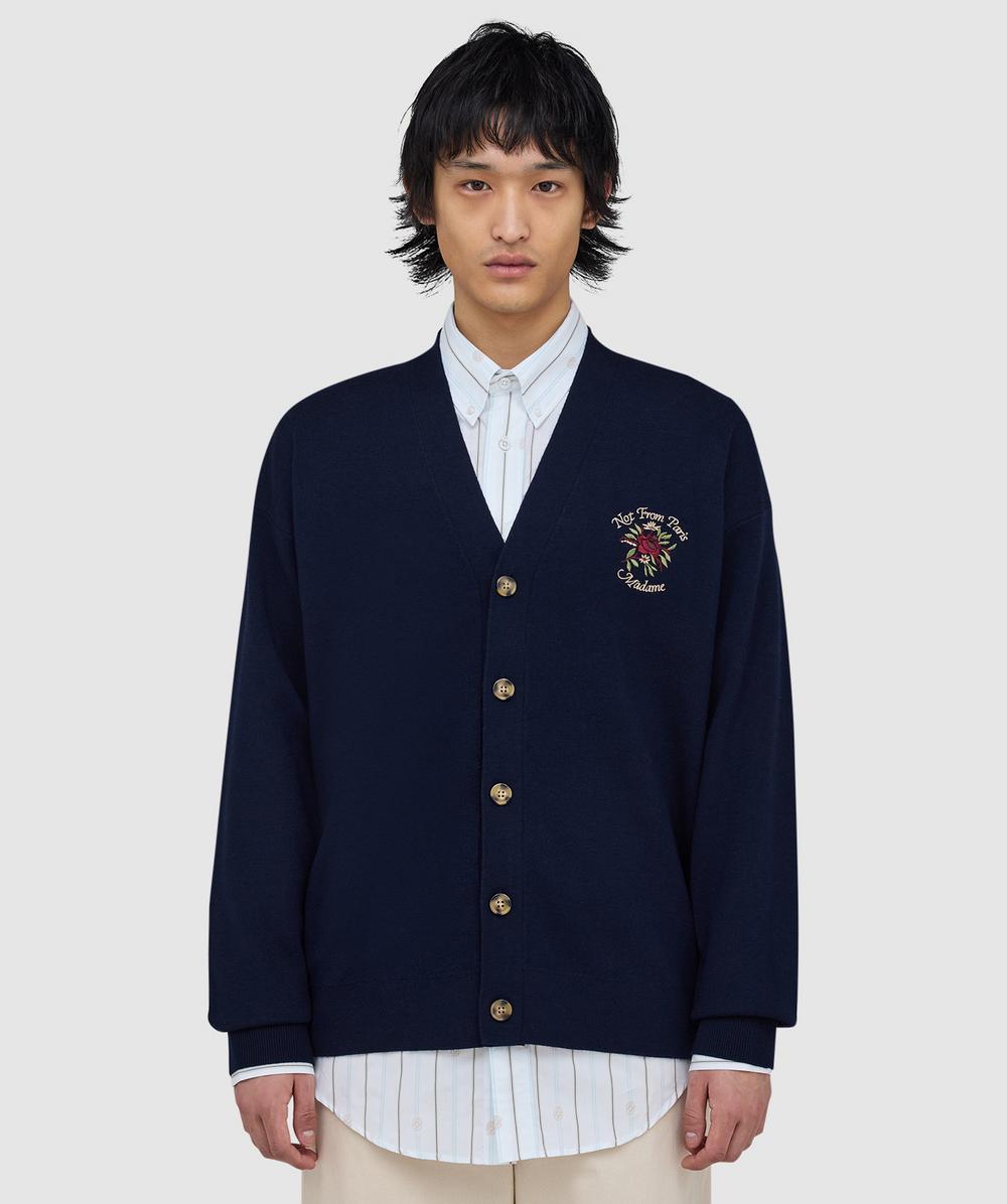 Drôle De Monsieur Men's Navy Nfpm Rose Cardigan ( - Xl) - Size Xl