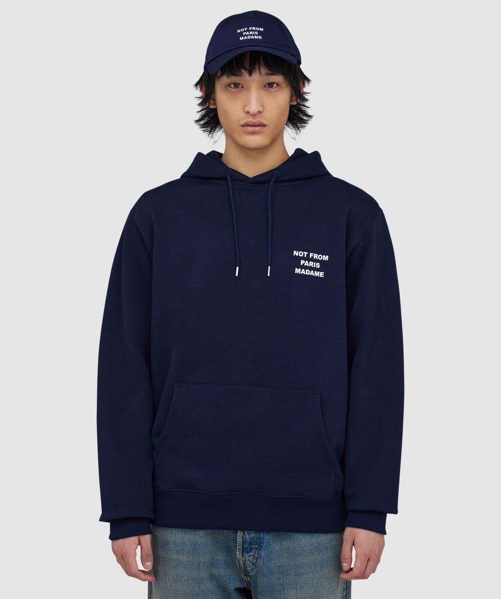 Drôle de Monsieur Slogan Hoodie (Navy - S) - Size S, Male