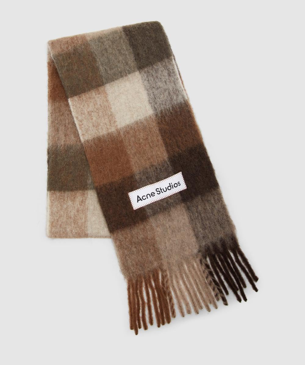 Acne Studios Wool Fringed Scarf In Brown