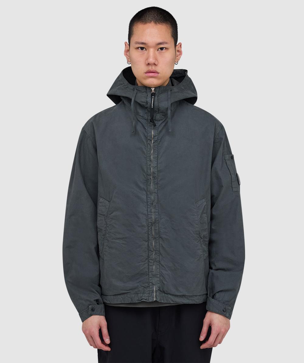 C.p. Company Men's Grey Micro-Reps Hooded Lens Jacket (Gunmetal - Xxl) - Size Xxl