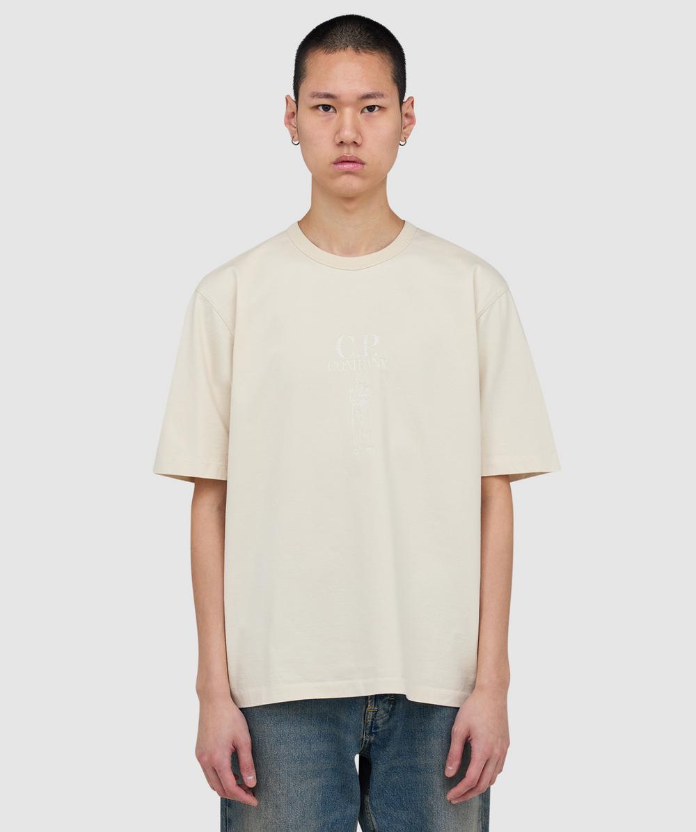 C.P. Company Mercerized jersey 30/2 twisted logo t-shirt | FROZEN