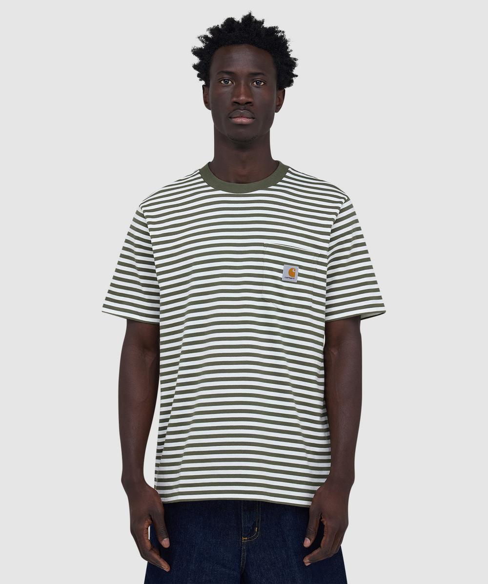 Carhartt WIP Ezra pocket t-shirt | EZRA STRIPE, LEAF / WAX