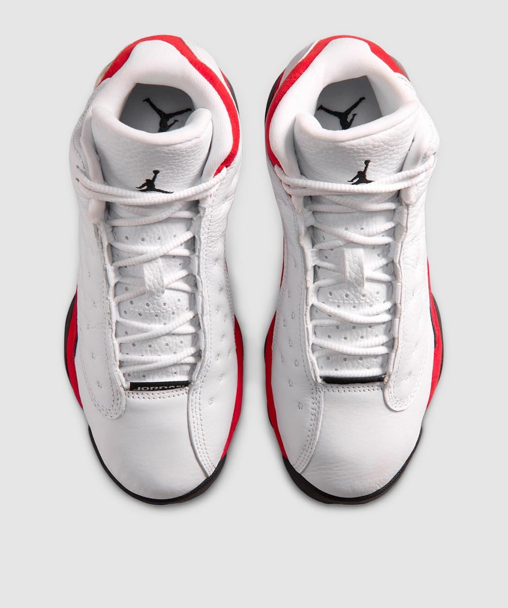 white and red jordan 13s