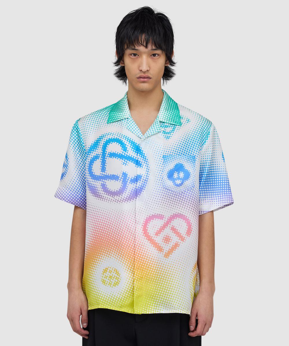 Casablanca Halftone Logo Short Sleeve Shirt In Multi