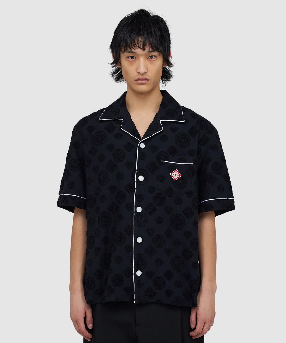 Casablanca Towelling Monogram Short Sleeve Shirt In Black