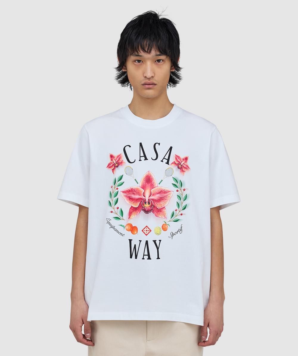 Casablanca Men's White Casa Way Orchid Logo T-Shirt ( - Xl) - Size Xl
