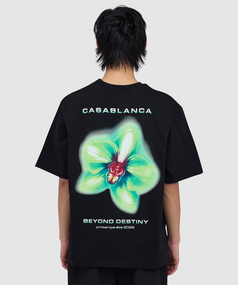 Casablanca Glitch orchid oversized t-shirt | BLACK | SEVENSTORE