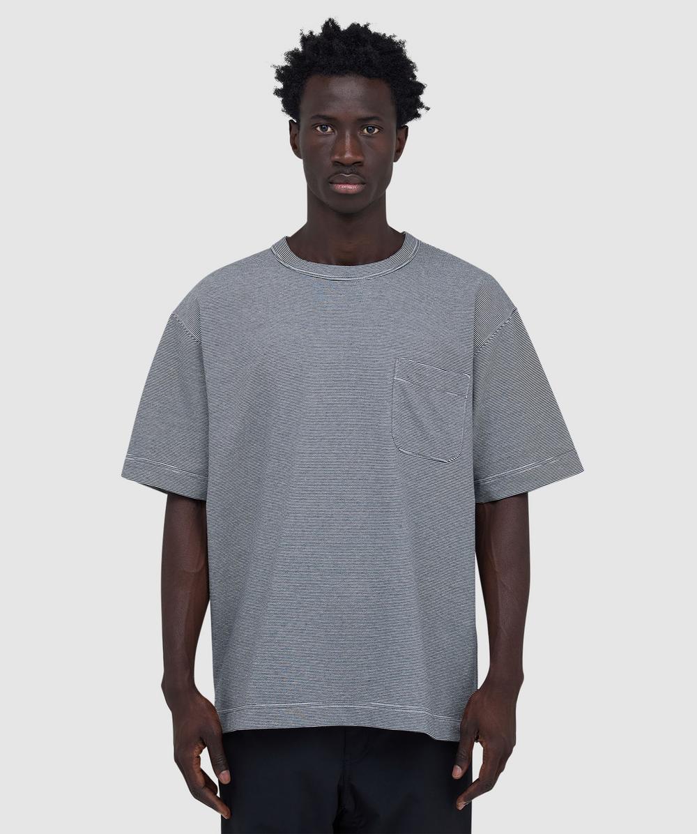Nanamica Micro Stripe Pocket T-shirt In Gray
