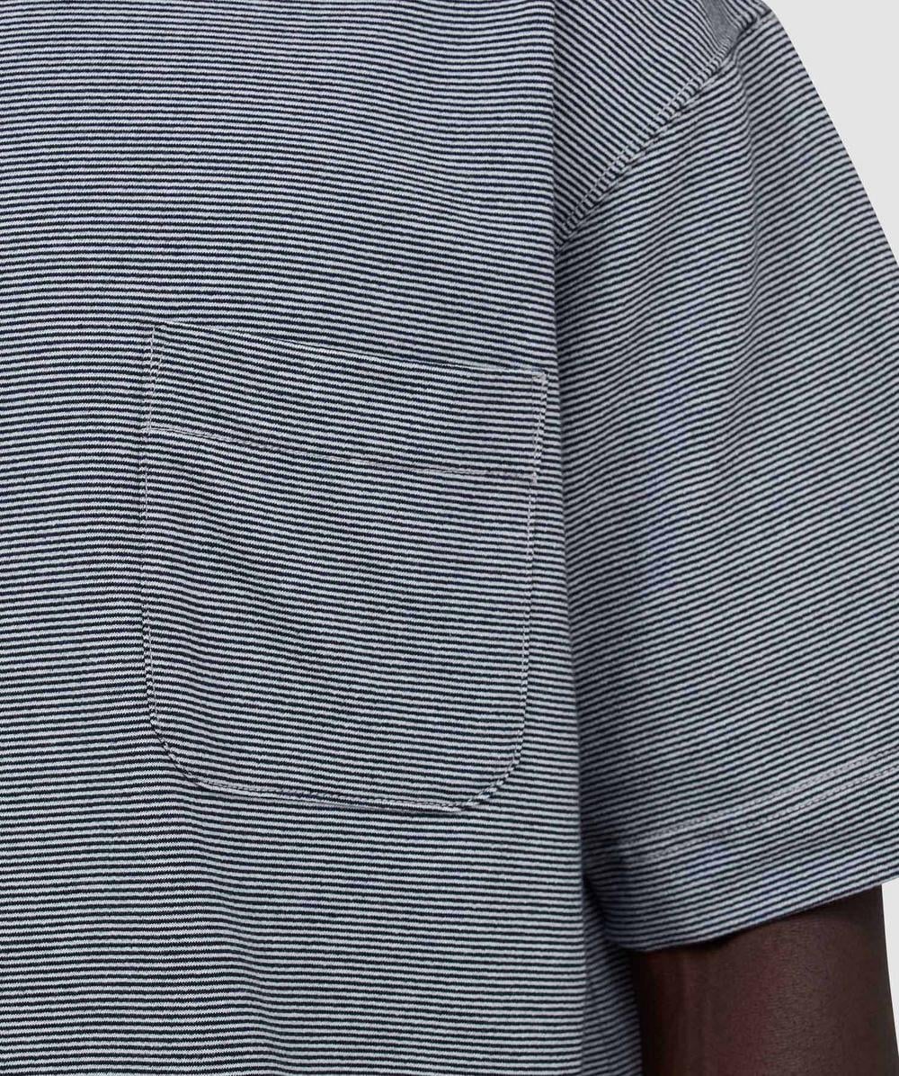 Nanamica Micro stripe pocket t-shirt | NAVY X WHITE | SEVENSTORE