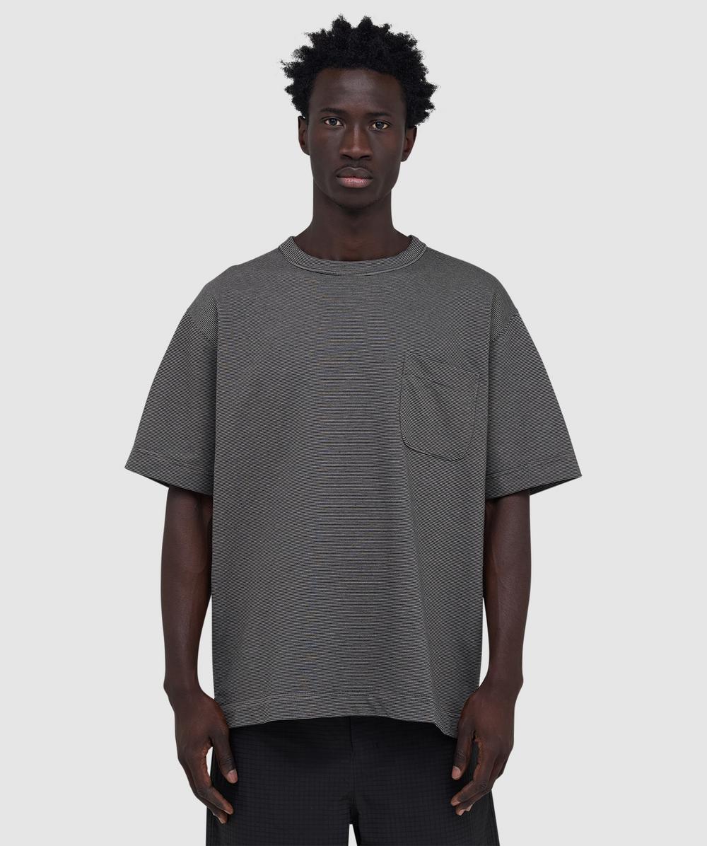 Nanamica Micro Stripe Pocket T-shirt In Gray