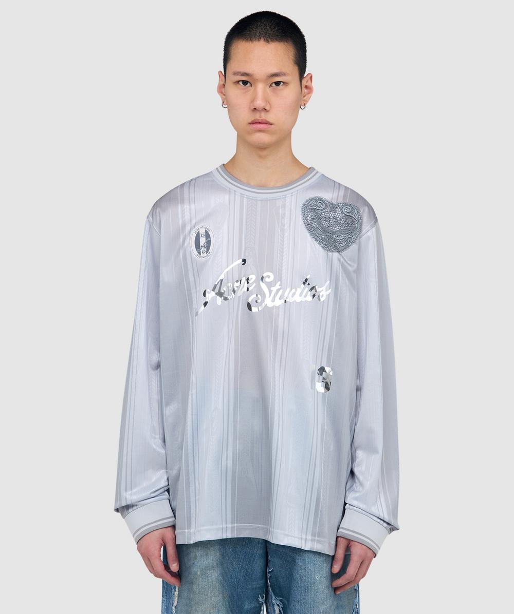 Acne Studios Men's White Football Long Sleeve T-Shirt (Grey - S) - Size S