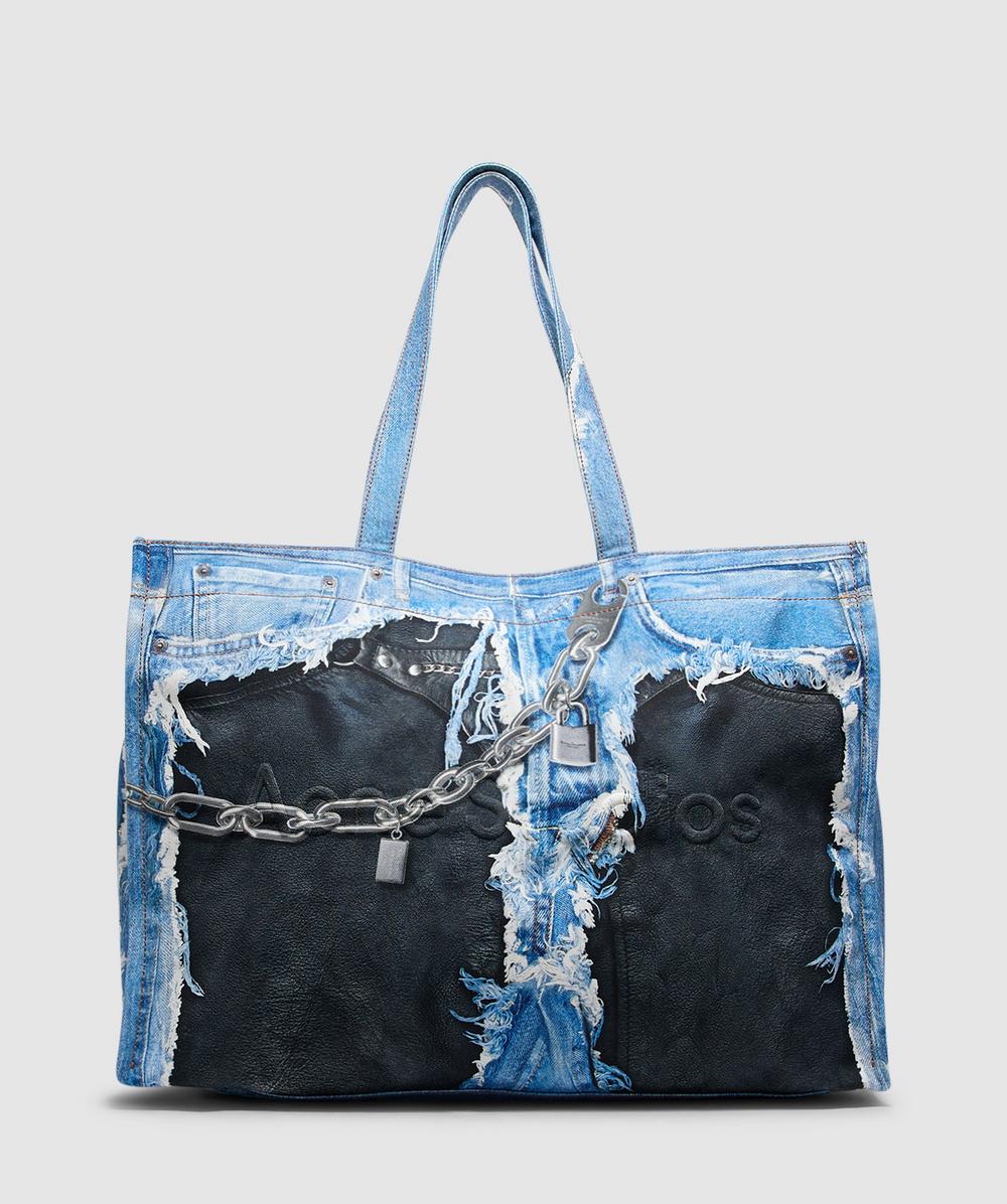 Acne Studios Denim Jean Tote Bag In Blue