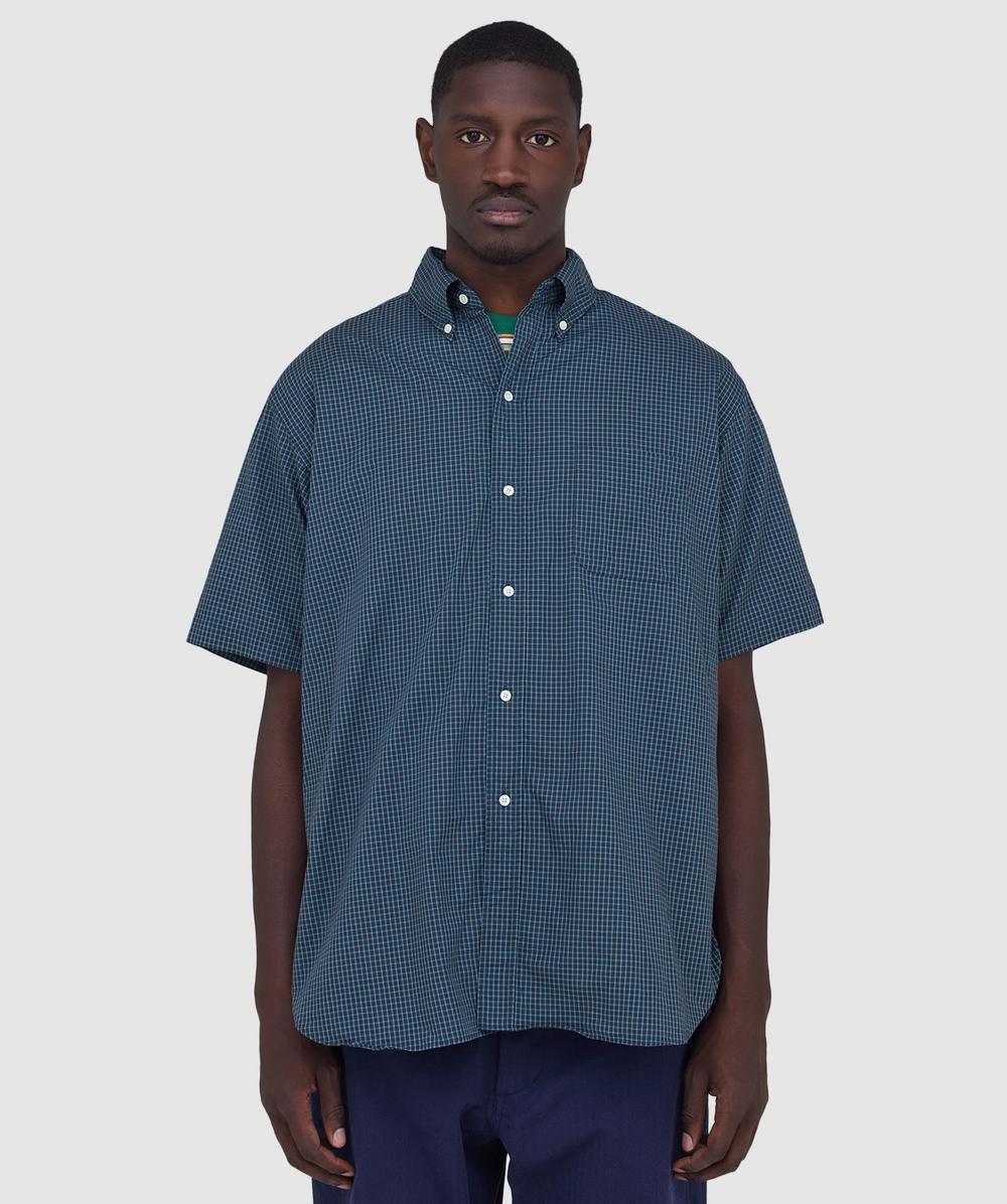 Beams Plus B.d. Classic Fit Mini Plaid Shirt In Blue