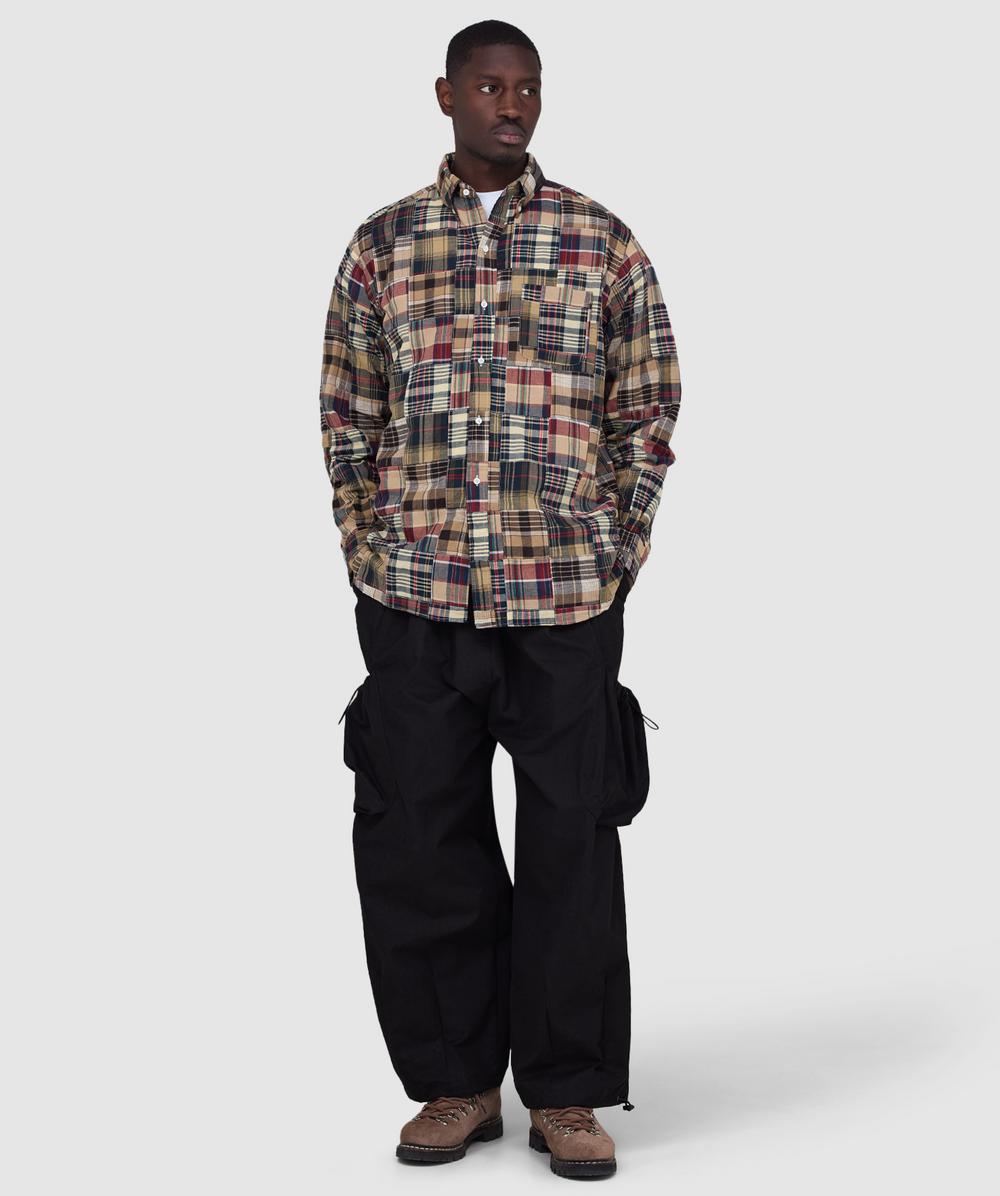 Beams Plus B.D classic fit patchwork madras shirt | BROWN | SEVENSTORE