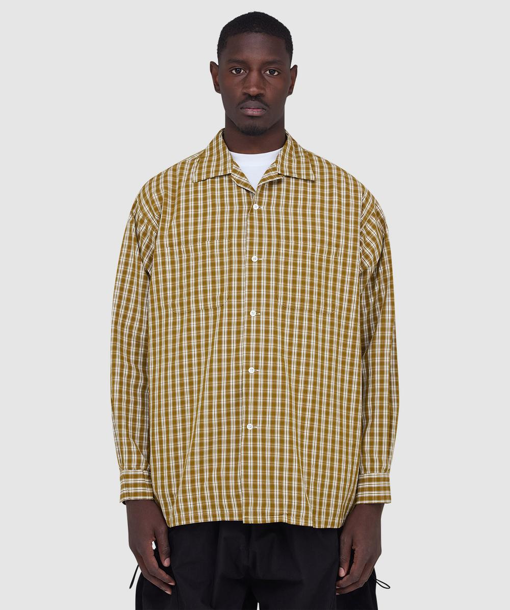 Beams Plus Open Collar 80/2 Madras Shirt In Gold